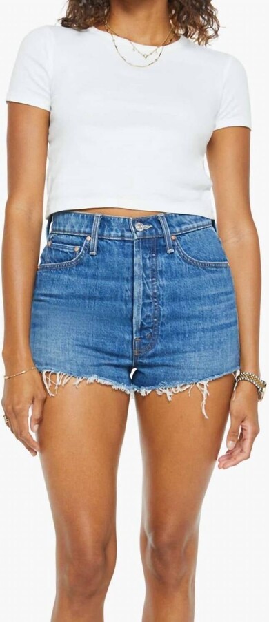 Mother Tune Up High Waist Short In Green Thumb W/ Cherries