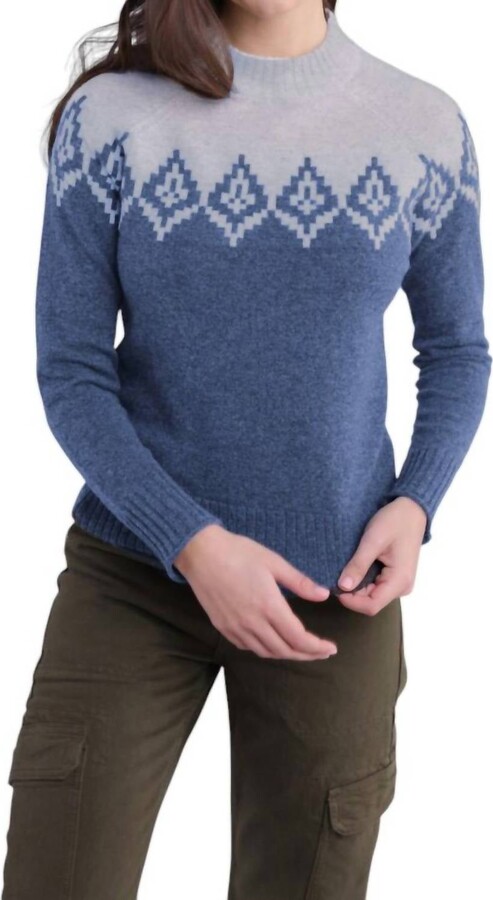 Alashan Cashmere Mockneck Diamond Peak Sweater In Denim