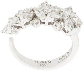 YEPREM 18kt White Gold Diamond Cluster Ring