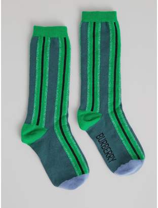 Burberry Childrens Striped Cotton Blend Socks