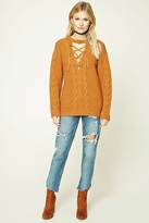 Thumbnail for your product : Forever 21 FOREVER 21+ Contemporary Lace-Up Sweater