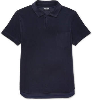 Giorgio Armani Slim-Fit Cotton-Blend Terry Polo Shirt - Men - Navy