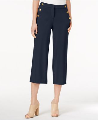 Kensie Cropped Button-Detail Pants
