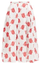 Thumbnail for your product : Erdem Ina Pleated Rose Fil-coupe Twill Midi Skirt - Red White