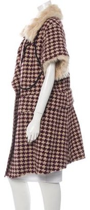 Marni Shearling-Accented Houndstooth Coat