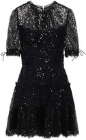 Thumbnail for your product : Jonathan Simkhai Tie-detailed Sequined Lace Mini Dress
