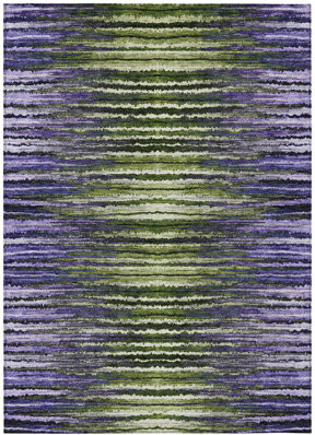 HomeRoots 10' X 14' Purple Lilac And Lavender Striped Washable Indoor Outdoor Area Rug