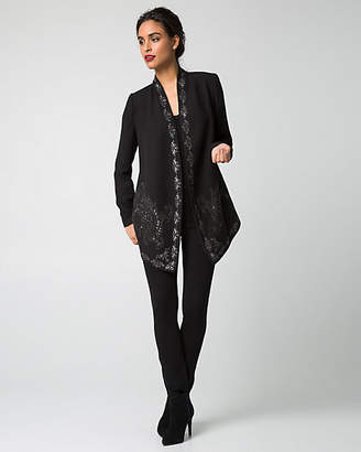 Le Château Embroidered Crepe Open-Front Blazer