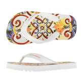 Thumbnail for your product : Dolce & Gabbana Dolce & GabbanaGirls White Maiolica Print Flip Flops