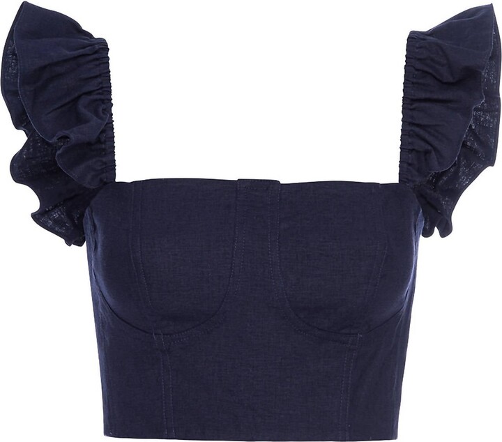 MISA Miya Top In Navy Linen