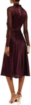 Thumbnail for your product : Jonathan Simkhai Wrap-effect Chantilly Lace-paneled Silk-blend Satin Midi Dress