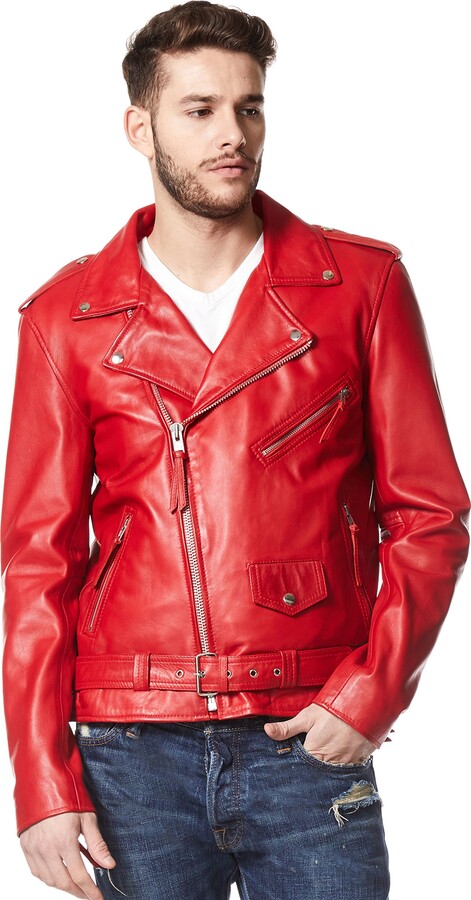 Smart Range Brando Slim FIT Men's RED NAPA Designer Real Lambskin Leather  Biker Jacket Fitted Designer. Great Version. The Rockstar Look. (XL) -  ShopStyle