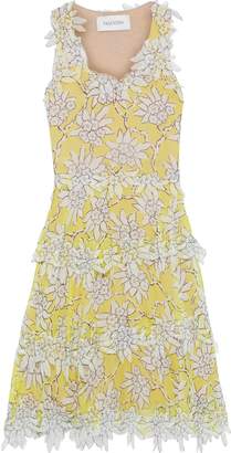 Valentino Tiered Appliqued Floral-print Silk-chiffon Midi Dress