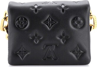 LOUIS VUITTON Lambskin Embossed Monogram Coussin Belt Bag Black