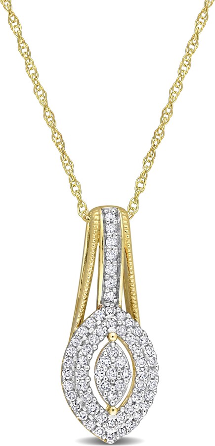 DELMAR Diamond Double Halo Pendant Necklace - 0.24ct.