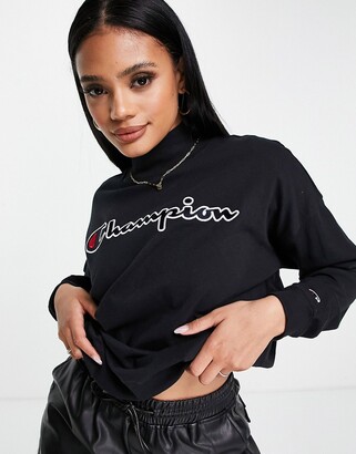 Champion large logo high neck sweatshirt in black - ShopStyle Jumpers &  Hoodies