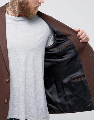 ASOS Skinny Blazer In Dark Tan Wool Mix