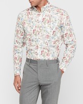Thumbnail for your product : Express Slim Soft Wash Painted Floral Print Button-Down Shirt