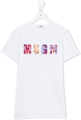 MSGM Kids - bead embroidered logo T-shirt - kids - Cotton - 14 yrs