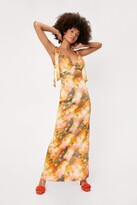 Thumbnail for your product : Nasty Gal Womens Tie Dye Print Tie Shoulder Maxi Slip Dress - Orange - 10
