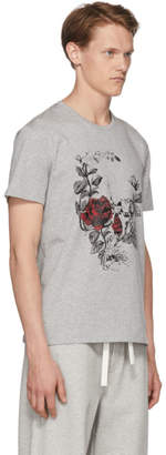 Alexander McQueen Grey Gothic Rose Skull T-Shirt