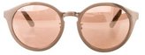 Thumbnail for your product : Linda Farrow Round Snakeskin-Trimmed Sunglasses