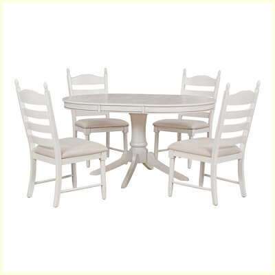 Ophelia & Co. Retro 5-Piece Functional Dining Table Set With Wood Round Extendable Dining Table
