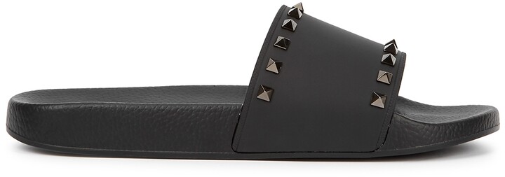 womens black valentino sliders