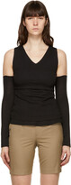 Thumbnail for your product : ANDERSSON BELL Black Cut-Off Drape Long Sleeve T-Shirt