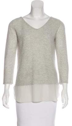 Neiman Marcus Cashmere Silk-Trimmed Sweater