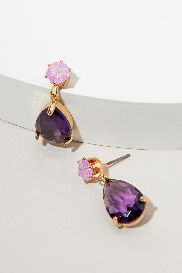 francesca's Maria Crackle Crystal Small Drop Earrings