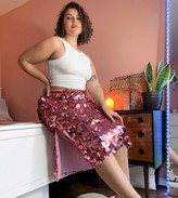 Thumbnail for your product : Never Fully Dressed Plus sequin midi skirt in pink