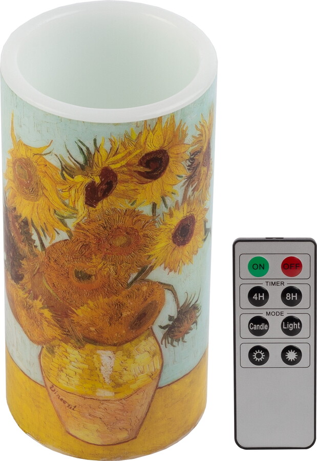 Lavish Home Van Gogh Sunflowers Battery-Operated LED Candle with Remote