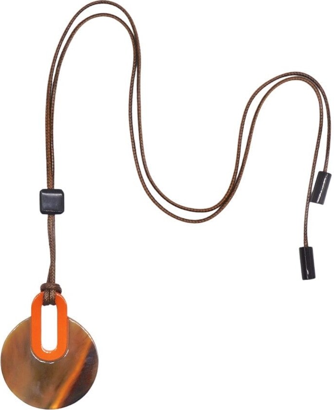 Fairchild Baldwin Orange / Brown Lacquer Horn Necklace - Sunset