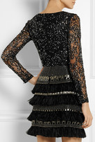 Thumbnail for your product : Matthew Williamson Embellished lace and chiffon mini dress