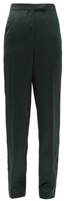 SSŌNE Metta Skinny-leg Side-striped Satin Trousers - Emerald