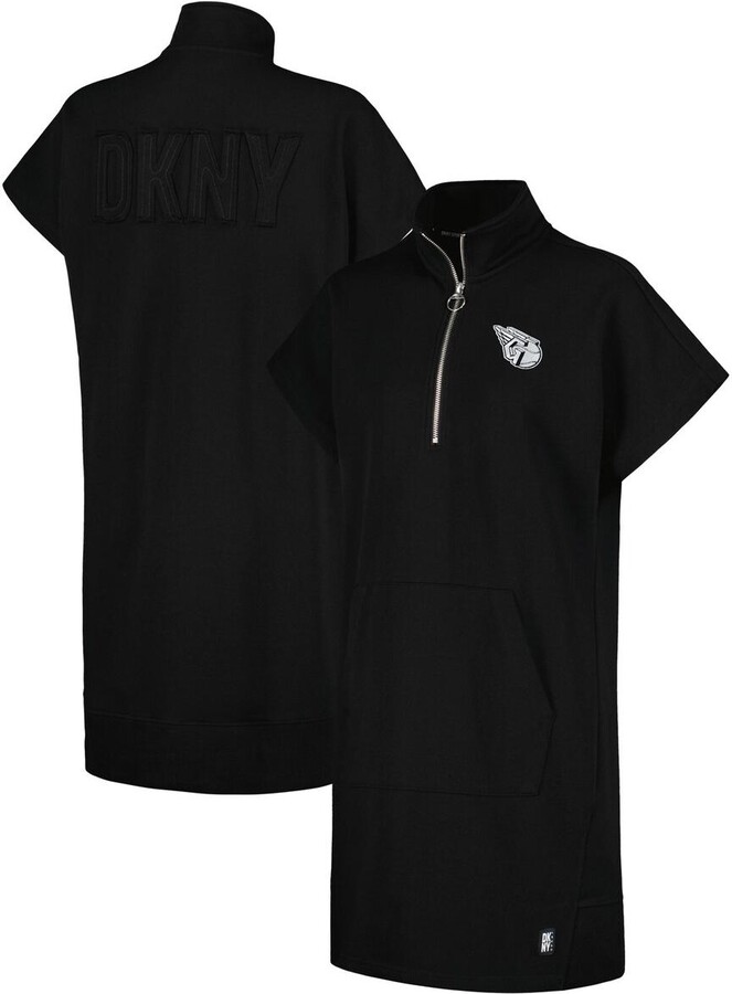 Dkny Women's Black Cleveland Guardians Emily Quarter-Zip Sneaker Dress