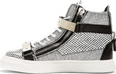 Thumbnail for your product : Giuseppe Zanotti Black & White Leather Mesh-Print High-Top Sneakers