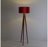 Thumbnail for your product : Tripod Walnut Wooden floor lamp with red velvet shade