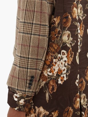 Junya Watanabe Checked And Floral-print Layered Jacket - Brown Multi