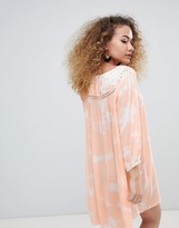Thumbnail for your product : En Creme long sleeve shift dress with lace trim and velvet contrast