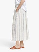 Thumbnail for your product : John Lewis & Partners Linen Stripe Skirt, White/Blue