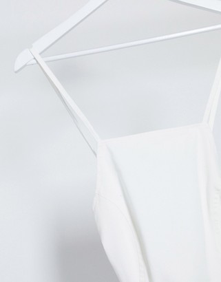 ASOS Petite DESIGN Petite soft denim slip dress in white