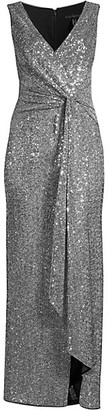 Aidan Mattox Twist Front Sequin Gown
