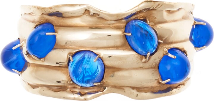 Castlecliff Blue / Gold Cybill Cuff In Sea Blue