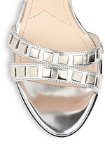 Thumbnail for your product : Prada Metallic Studded Patent Leather Sandals