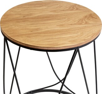 Honey-Can-Do Round Side Table With Natural Top
