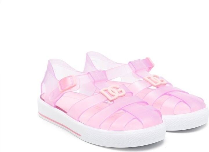 Dolce & Gabbana Children Pink DG Plaque Jelly Sandals ShopStyle Girls