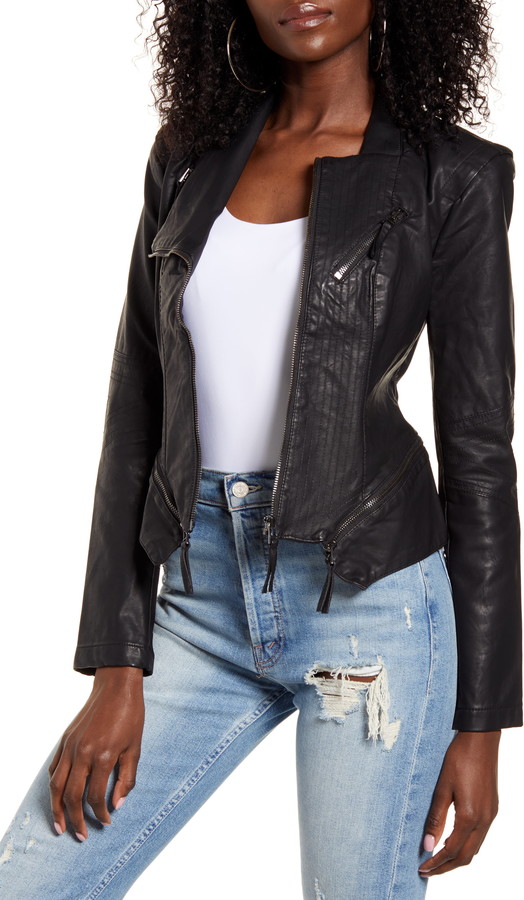 ladies black leather jacket size 20