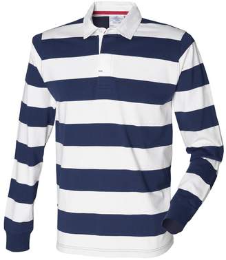 FRONTROW Front Row Striped Rugby Shirt Navy/White M